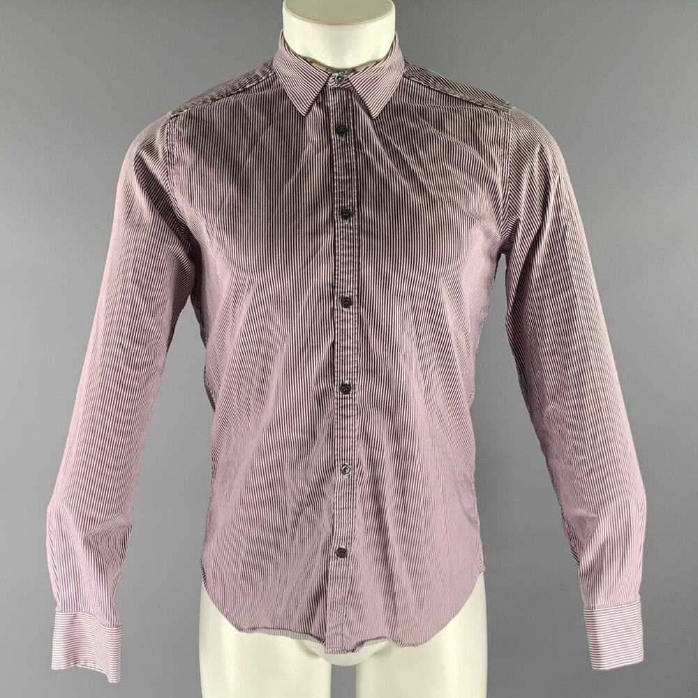 TED BAKER Size M White Purple Stripe Cotton Pointed Collar Long Sleeve Shirt